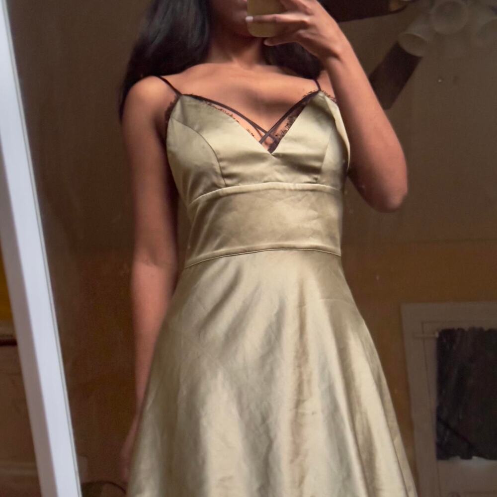 Bebe green satin minidress